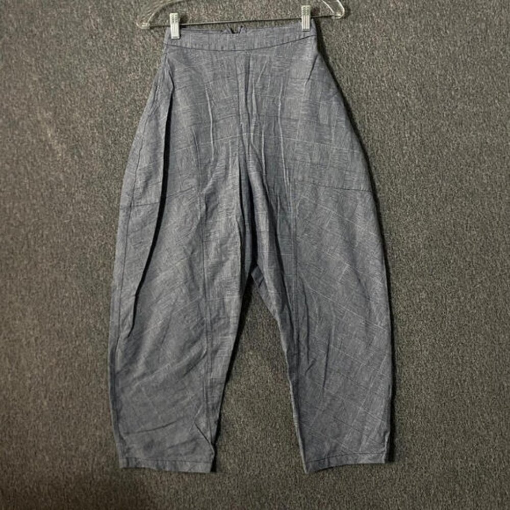 Alpha60 Women's Size XXS Blue High Rise Straight Leg Cropped Lagenlook Pants